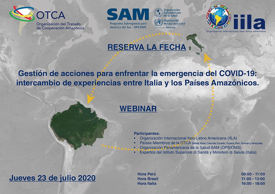 Webinar: Gestión de acciones para enfrentar el Covid-19- intercambio de experiencia entre Italia y Países Amazónicos (23 julio)