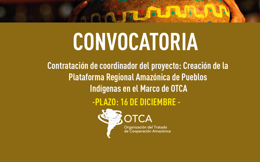 Convocatoria para contratar un coordinador del proyecto: Creación de la Plataforma Regional Amazónica de Pueblos Indígenas en el Marco de OTCA