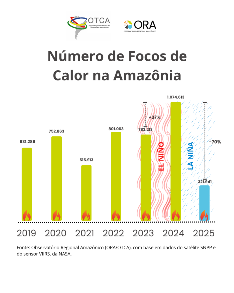 gráfico de número de focos de calor na Amazônia
